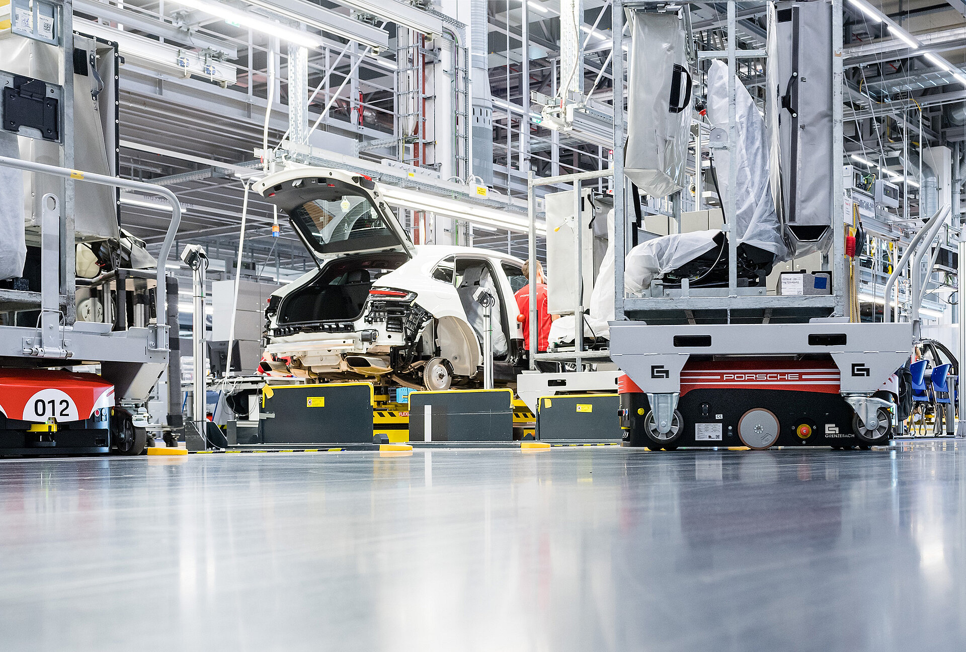 Automated guided vehicles in use on the Porsche production line